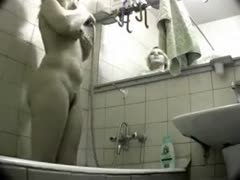 Adorable honey was unaware that I was watching her in the restroom.